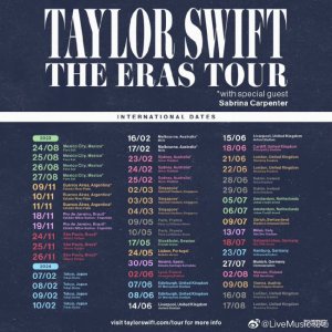 ​霉霉TaylorSwift巡演官宣亚洲场次 仅有两站