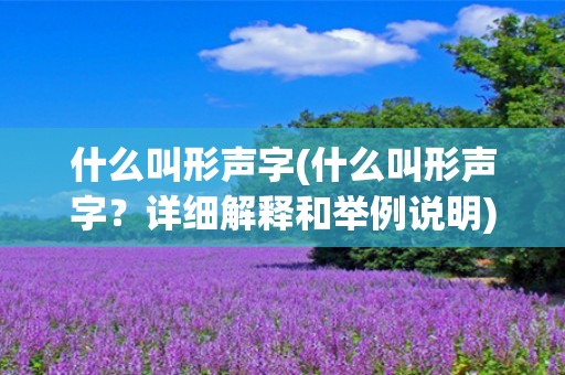 什么叫形声字(什么叫形声字?详细解释和举例说明) 什么叫形声字(什么叫形声字?详细解释和举例说明)