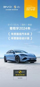 ​比亚迪海豹获葡萄牙2024年度最佳汽车奖、最佳设计奖