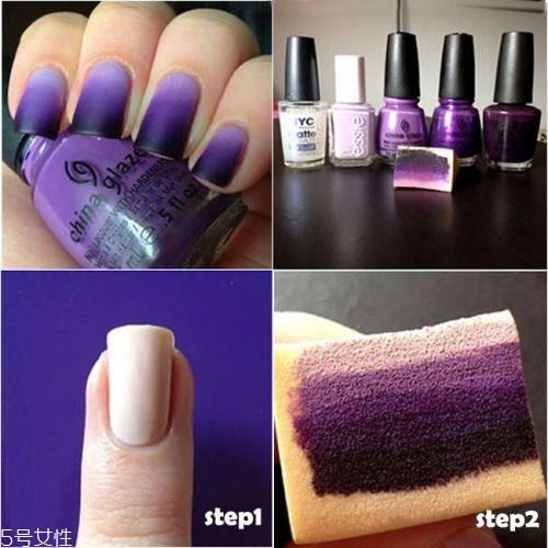 美甲渐变色的做法图解 渐变美甲怎么做教程图片 美甲渐变色的做法图解 渐变美甲怎么做教程图片