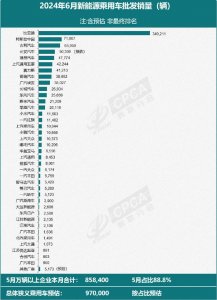 ​比亚迪6月新能源乘用车厂商批发销量遥遥领先，特斯拉、吉利位居二三
