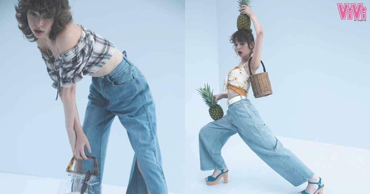 牛仔宽腿裤怎样搭配 法式甜美女孩风 牛仔宽腿裤怎样搭配 法式甜美女孩风