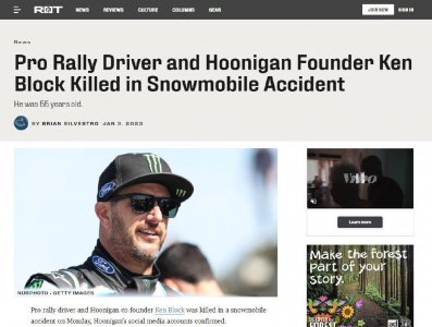 ​飘移之王肯布洛克在雪地摩托事故中丧生 终年55岁