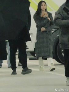 ​白鹿抱狗上班路透 依旧还是那么青春美丽