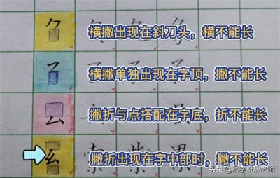 ​带横撇的字四个黄金规律要知道，今天让你彻底明白