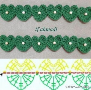 ​一组心形钩针花样，看看你能用到哪些地方呢。附图解教程