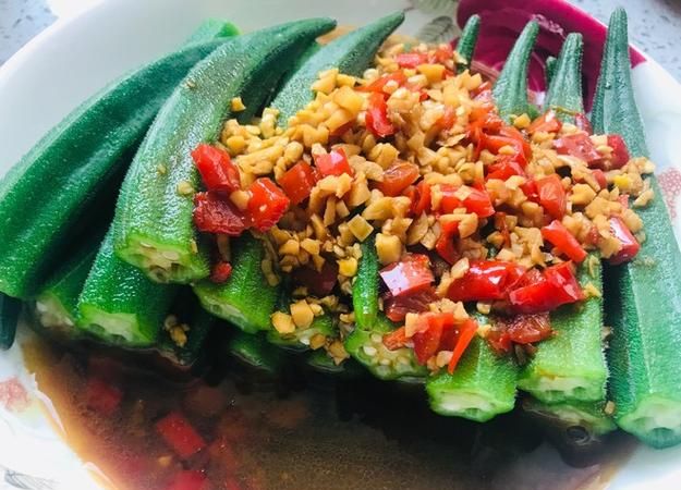 蒜蓉油醋汁拌秋葵的做法窍门