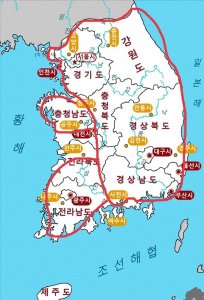 ​韩国地图犹如“困笼之猪”，三大城市位置也非常尴尬