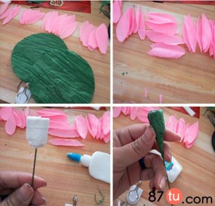 ​精美的纸藤荷叶花制作图解教程