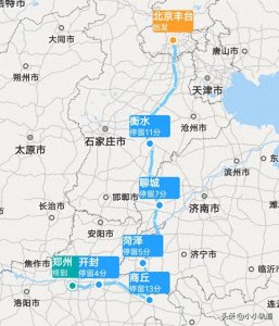 ​北京丰台至郑州，K1305次列车耗时10小时39分钟，绕行商丘